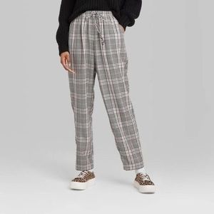 Wild Fable High Waisted Plaid Print Cropped Elastic Waist Pant size S